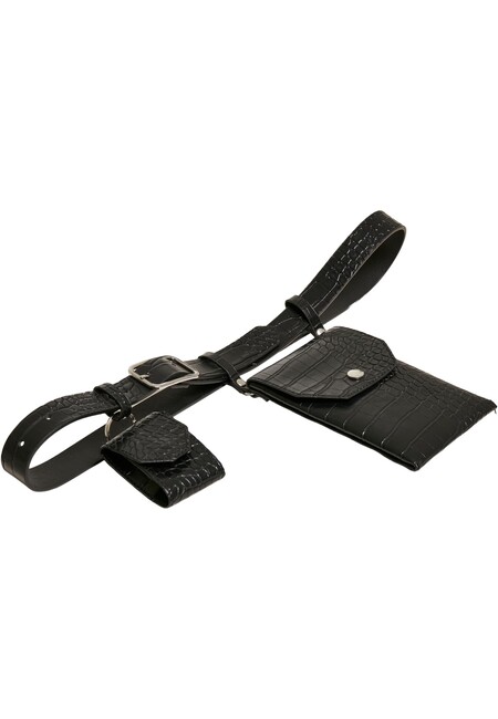 Urban Classics Croco Synthetic Leather Belt With Pouch black/silver -  Gangstagroup.com - Online Hip Hop Fashion Store
