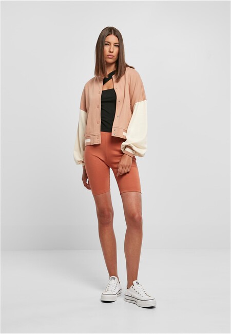 Urban Classics Ladies Oversized 2 Tone College Terry Jacket amber/whitesand  - Gangstagroup.com - Online Hip Hop Fashion Store