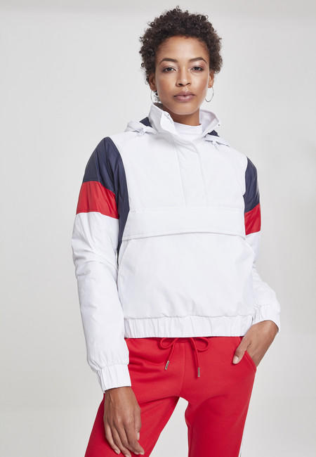Urban Classics Ladies 3-Tone Padded Pull Over Jacket white/navy/fire red -  Gangstagroup.com - Online Hip Hop Fashion Store