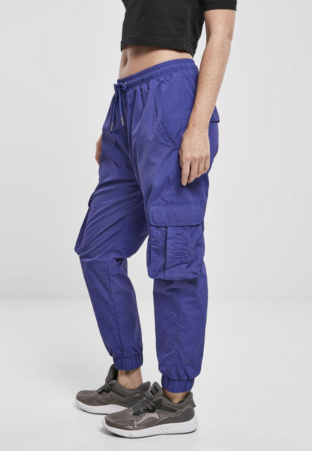 Urban Classics Ladies High Waist Crinkle Nylon Cargo Pants bluepurple -  Gangstagroup.com - Online Hip Hop Fashion Store | Weite Hosen