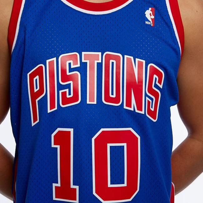 Dennis Rodman Detroit Pistons Mitchell & Ness Hardwood Classics Stitch Name  & Number T-Shirt - Blue