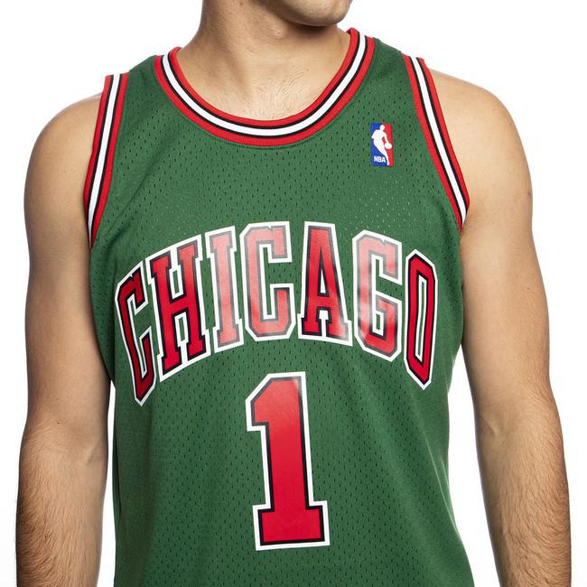 Mitchell & Ness Chicago Bulls #1 Derrick Rose green Swingman Jersey