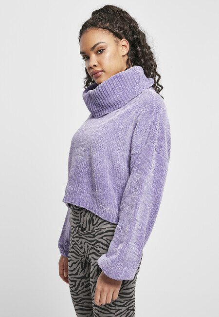 Urban Classics Ladies Short Chenille Turtleneck Sweater lavender -  Gangstagroup.com - Online Hip Hop Fashion Store