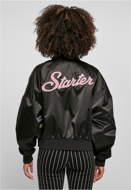 Ladies Starter Satin College Jacket black - Gangstagroup.com - Online Hip  Hop Fashion Store