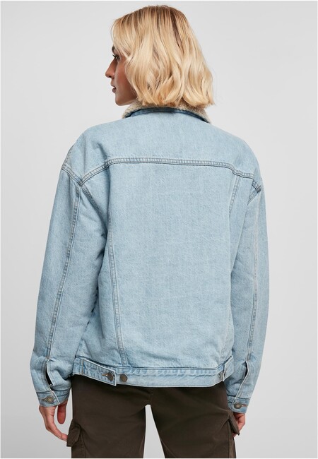Urban Classics Ladies Oversized Sherpa Denim Jacket clearblue bleached -  Gangstagroup.com - Online Hip Hop Fashion Store