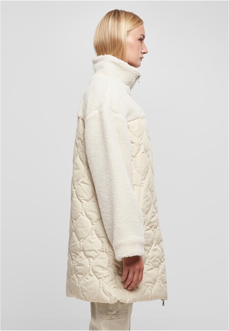 Urban Classics Ladies Oversized Sherpa Quilted Coat softseagrass/whitesand  - Gangstagroup.com - Online Hip Hop Fashion Store