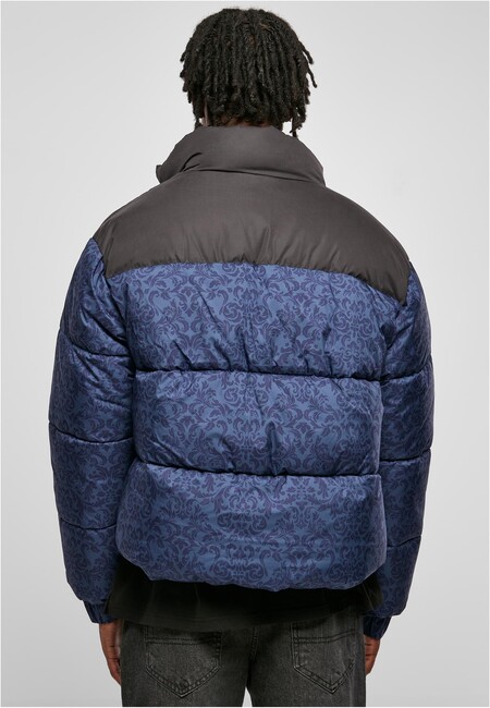Urban Classics AOP Retro Puffer Jacket darkblue damast aop -  Gangstagroup.com - Online Hip Hop Fashion Store | Jacken