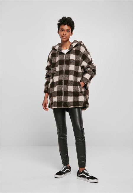 Urban Classics Ladies Hooded Oversized Check Sherpa Jacket pink/brown -  Gangstagroup.com - Online Hip Hop Fashion Store