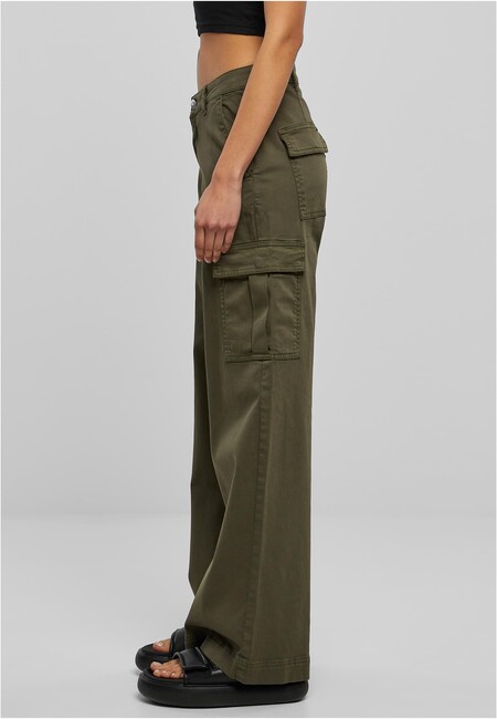 Urban Classics Ladies High Waist Wide Leg Twill Cargo Pants olive -  Gangstagroup.com - Online Hip Hop Fashion Store