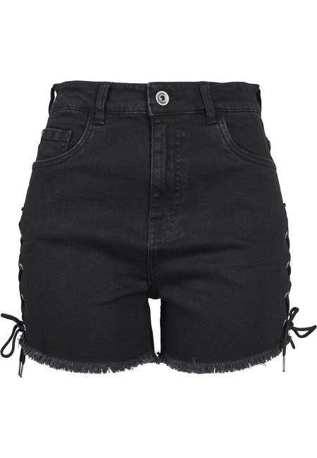 Urban Classics Ladies Highwaist Denim Lace Up Shorts Pantalones Cortos para Mujer 