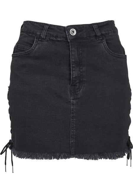 Urban Classics Ladies Denim Lace Up Skirt black washed - Gangstagroup.com -  Online Hip Hop Fashion Store
