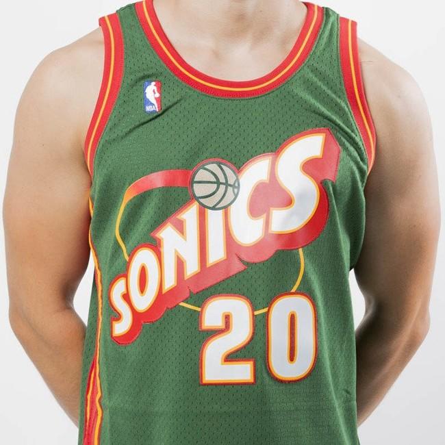 Original NBA High Density Embroidery Mitchell & Ness Men's Green Seattle  Supersonics #20 Gary Payton Throwback Jersey