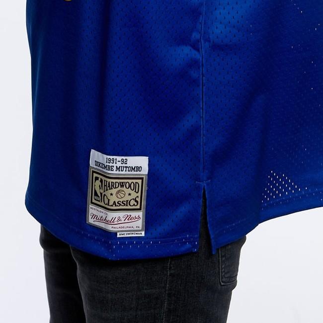 Men's Mitchell & Ness Dikembe Mutombo Blue Denver Nuggets Hardwood Classics Lunar New Year Swingman Jersey Size: Small
