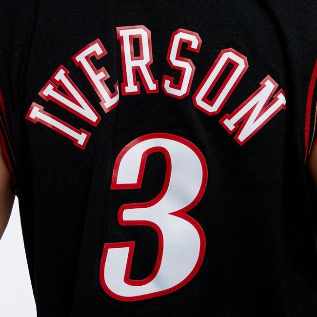 Men's Philadelphia 76ers Allen Iverson Mitchell & Ness Black Name & Number Long  Sleeve T-Shirt