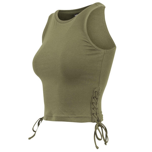 Fashion - Ladies Lace Hop Urban Hip olive - Store Online Gangstagroup.com Up Cropped Top Classics