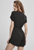 Urban Classics Ladies Short Viscose Belt Jumpsuit black