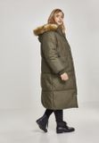 Urban Classics Ladies Oversize Faux Fur Puffer Coat darkolive/beige