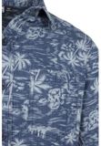 Urban Classics Printed Palm Denim Shirt light blue wash