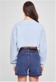 Urban Classics Ladies Cropped Flower Embroidery Terry Crewneck balticblue