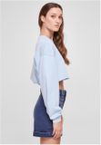 Urban Classics Ladies Cropped Flower Embroidery Terry Crewneck balticblue