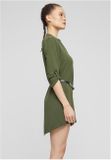 Urban Classics Cloud5ive Damen Longform Musselin Turn-Up Shirt mit Gürtel green