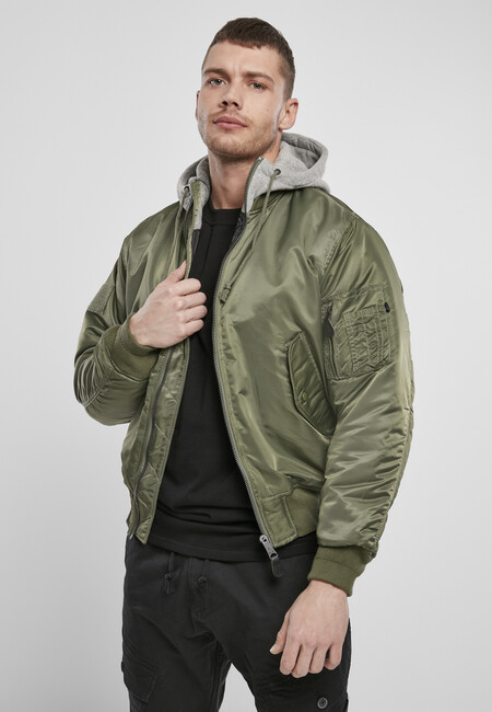 Gangstagroup.com Store Hip Hop Jacket Brandit olive/grey MA1 Fashion - Hooded Online - Bomber