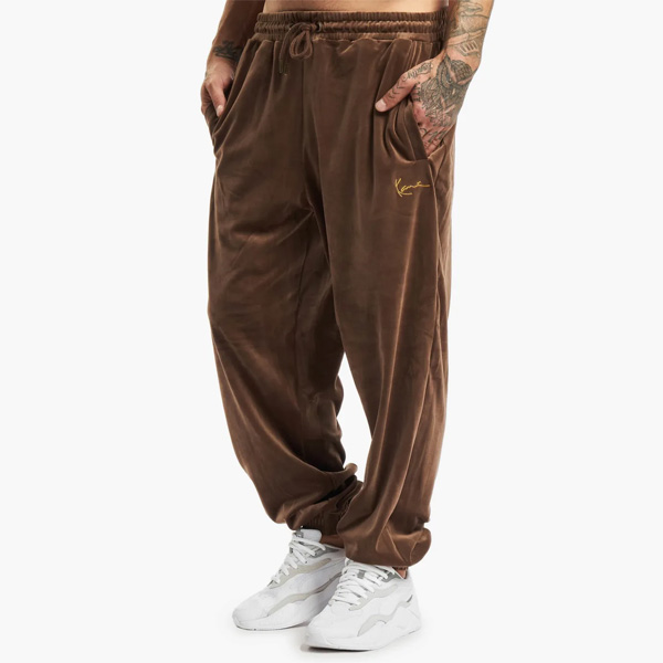 Karl Kani Small Signature Velvet Pants Brown -  - Online  Hip Hop Fashion Store