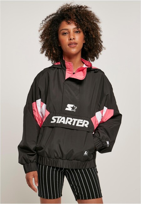 Ladies Starter Colorblock Halfzip Hop Windbreaker - - Hip black/pinkgrapefruit Store Online Gangstagroup.com Fashion