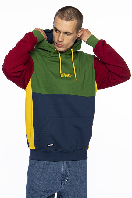 Mass Denim Sweatshirt Moody Hoody green/navy/claret - Size:2XL