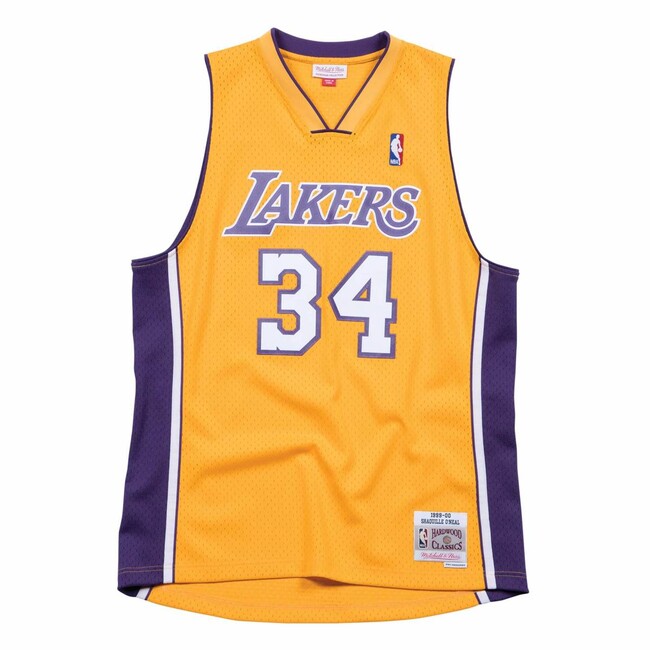 Retro Shaquille O'Neal #34 Los Angeles Lakers Basketball Jersey Stitched Yellow 
