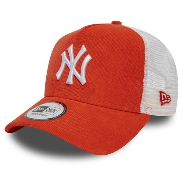 Era 9Forty A Frame Trucker Cap NY Yankees Coral Cord Orange - - Online Hop Fashion Store