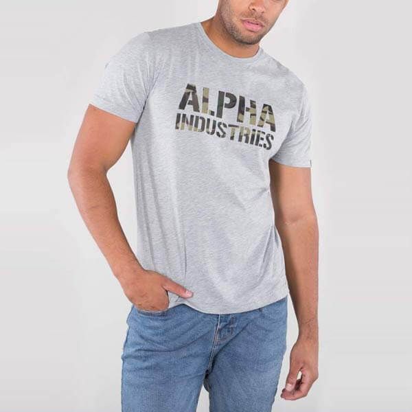 Alpha Industries Camo Print Tee Grey - Gangstagroup.com - Online Hip Hop  Fashion Store