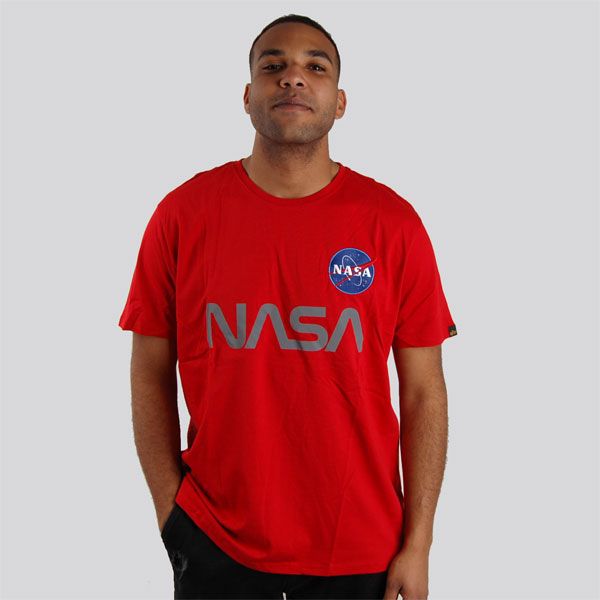 alpha industries NASA Reflective T-Shirt Red - Gangstagroup.com - Online  Hip Hop Fashion Store