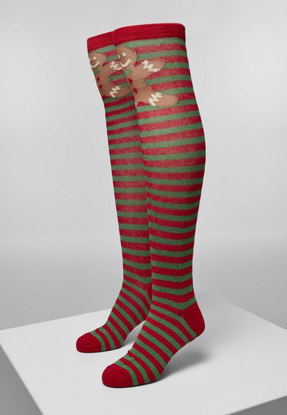 Urban Classics Christmas Overknees Socks red/green