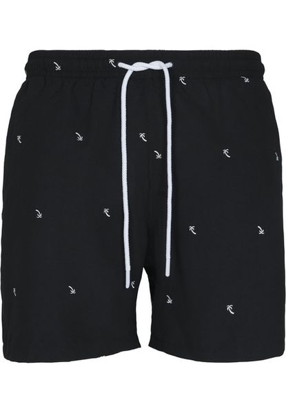 Urban Classics Embroidery Swim Shorts black/palmtree