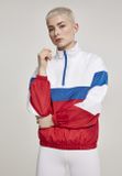 Urban Classics Ladies 3-Tone Stand Up Collar Pull Over Jacket white/firered/brightblue