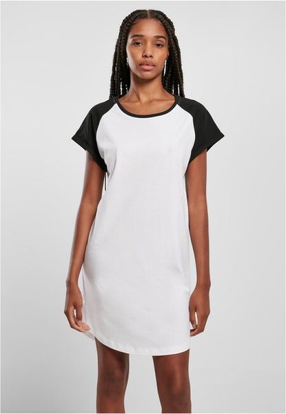 Urban Classics Ladies Contrast Raglan Tee Dress white/black