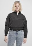 Urban Classics Ladies Cropped Crinkle Nylon Pull Over Jacket black