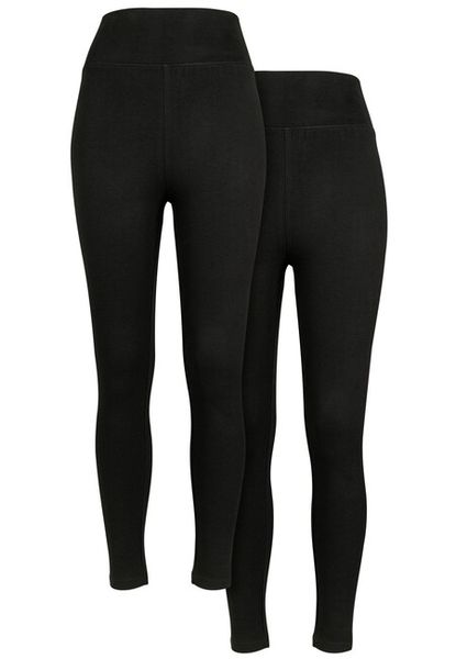 Urban Classics Ladies High Waist Jersey Leggings 2-Pack black+black
