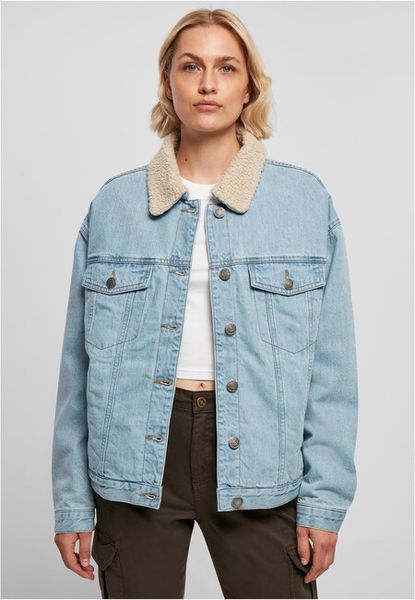 Fashion Hip Gangstagroup.com Ladies Hop clearblue Oversized - Classics Denim bleached Jacket Sherpa Urban - Store Online