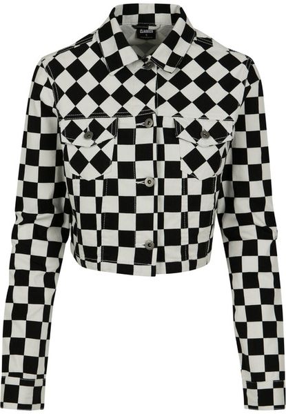 Urban Classics Ladies Short Check Twill Jacket chess