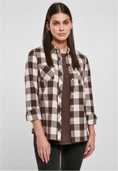 Urban Classics Ladies Turnup Checked Flanell Shirt pink/brown