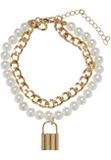 Urban Classics Padlock Pearl Layering Bracelet gold