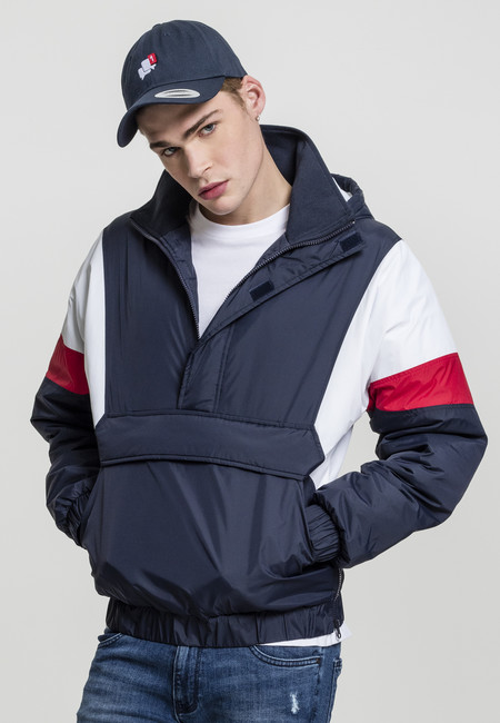 Classics 3 Tone Pull Over Jacket navy/white/fire red - Gangstagroup.com - Online Hip Hop Fashion Store