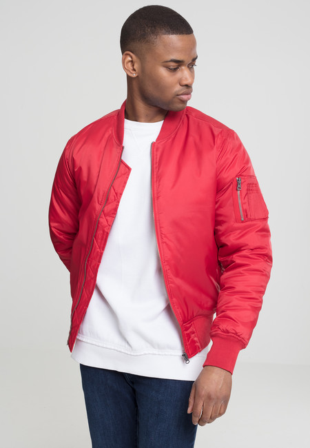 Urban Classics Basic Bomber Jacket fire red -  - Online Hip  Hop Fashion Store