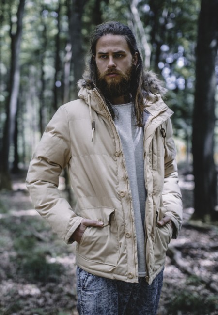 Urban Classics Chambray Lined Parka beige -  - Online Hip  Hop Fashion Store