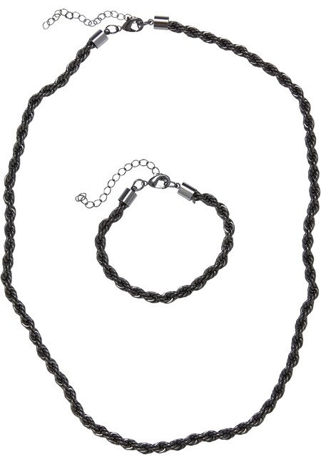 Urban Classics Charon Intertwine Necklace And Bracelet Set gunmetal -  Gangstagroup.com - Online Hip Hop Fashion Store
