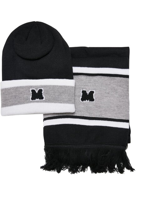 Urban Classics College Team Package Beanie and Scarf black/heathergrey/white  - Gangstagroup.com - Online Hip Hop Fashion Store