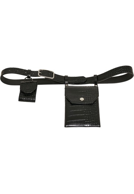 Urban Classics - Store Online Synthetic Gangstagroup.com Belt Croco Hip With Pouch - black/silver Hop Leather Fashion