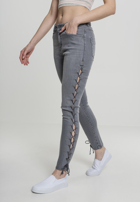 Ohnana - Side Lace-Up Skinny Jeans